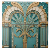 Teal Sunburst Arch Tegeltje (Voorkant)