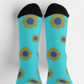 Teal Sunflower Pattern Women's Socks Sokken (Top)