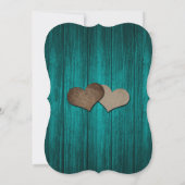 Teal Sunflower String Lights Wood Wedding Kaart (Achterkant)