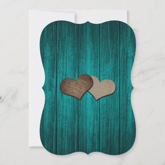 Teal Sunflower String Lights Wood Wedding Kaart (Achterkant)