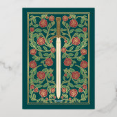 Teal Sword Floral Medieval Fantasy Wedding  Folie Uitnodiging (Achterkant)