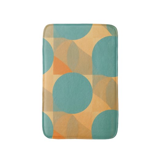 Teal, Tan, and Orange in Retro Look Pattern Badmat (Voorkant Verticaal)