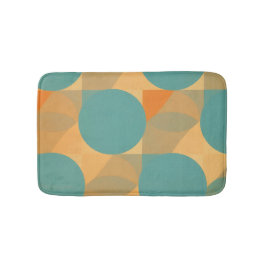 Teal, Tan, and Orange in Retro Look Pattern Badmat