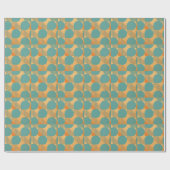 Teal, Tan, and Orange in Retro Look Pattern Cadeaupapier (Vlak)
