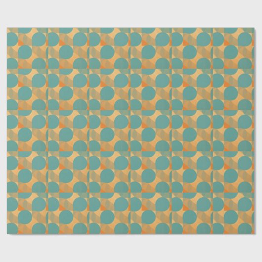 Teal, Tan, and Orange in Retro Look Pattern Cadeaupapier (Vlak)