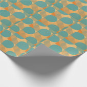 Teal, Tan, and Orange in Retro Look Pattern Cadeaupapier (Hoek)