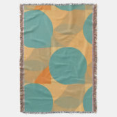 Teal, Tan, and Orange in Retro Look Pattern Deken (Voorkant Verticaal)