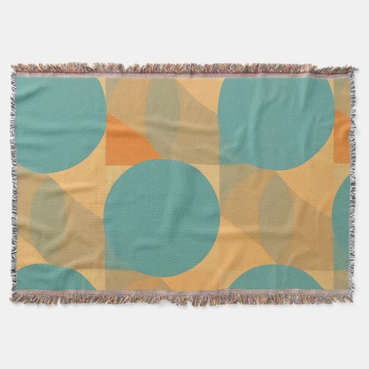 Teal, Tan, and Orange in Retro Look Pattern Deken (Voorkant)