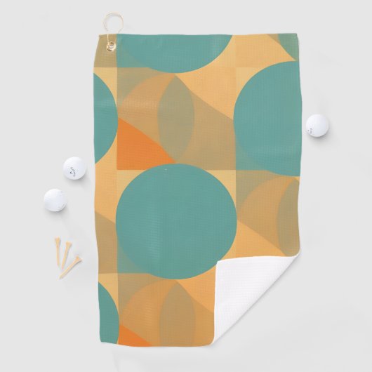 Teal, Tan, and Orange in Retro Look Pattern Golfhanddoek (Insitu)