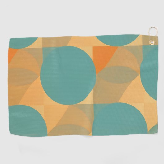 Teal, Tan, and Orange in Retro Look Pattern Golfhanddoek (Horizontaal)