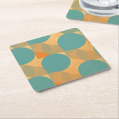Teal, Tan, and Orange in Retro Look Pattern Kartonnen Onderzetters (Schuin)