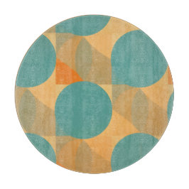 Teal, Tan, and Orange in Retro Look Pattern Snijplank