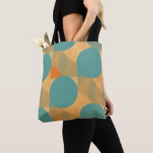 Teal, Tan, and Orange in Retro Look Pattern Tote Bag (Dichtbij)
