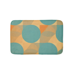 Teal, Tan en Oranje in Retro Look Patroon Badmat
