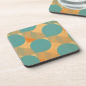Teal, Tan en Oranje in Retro Look Patroon Bier Onderzetter (Linkerzijde)
