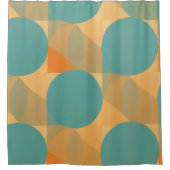 Teal, Tan en Oranje in Retro Look Patroon Douchegordijn (Voorkant)