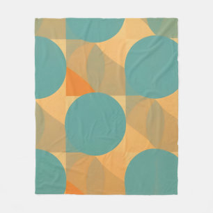 Teal, Tan en Oranje in Retro Look Patroon Fleece Deken