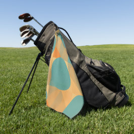 Teal, Tan en Oranje in Retro Look Patroon Golfhanddoek