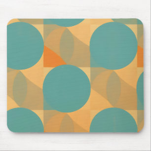 Teal, Tan en Oranje in Retro Look Patroon Muismat