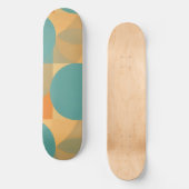 Teal, Tan en Oranje in Retro Look Patroon Persoonlijk Skateboard (Voorkant)