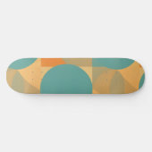 Teal, Tan en Oranje in Retro Look Patroon Persoonlijk Skateboard (Horizontaal)