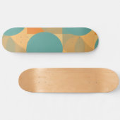 Teal, Tan en Oranje in Retro Look Patroon Persoonlijk Skateboard (Horizontaal)