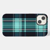 Teal Tartan Chic iPhone Hoesje (Achterkant horizontaal)