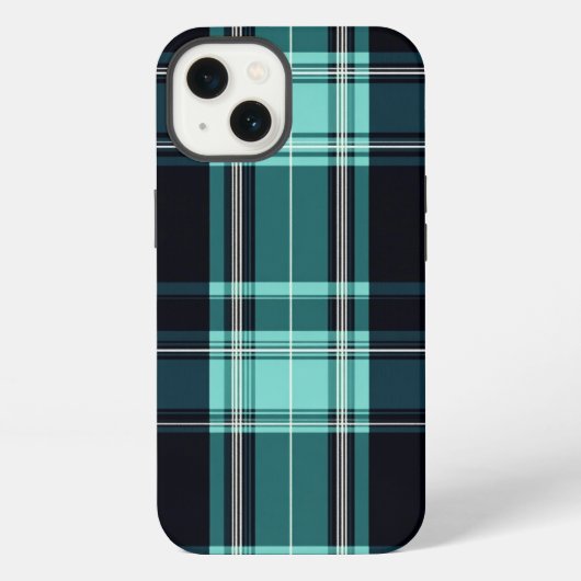 Teal Tartan Chic iPhone Hoesje (Achterkant)