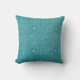 Teal Tegelpatroon (van William Morris) Kussen