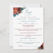 Teal Terracotta Floral Boho Wedding RSVP Card (Voorkant)