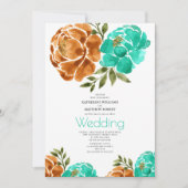 Teal Terracotta Watercolor Bloem Boho  Kaart (Voorkant)