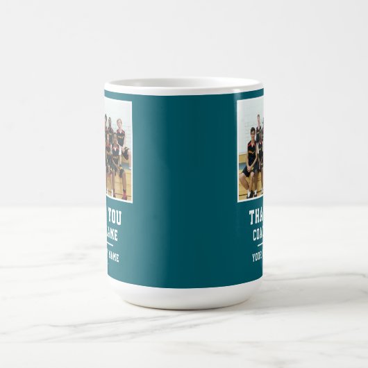 Teal Thank you Coach Team Name Photo Koffiemok (Center)