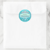 Teal Tiara & Damask Quinceanera Sticker (Tas)