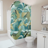 Teal Tide: Abstracte Oceaaninspiratie  Douchegordijn (In situ)