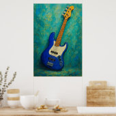 Teal Tones Bass - Abstract Electric Guitar Poster (Keuken)