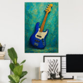 Teal Tones Bass - Abstract Electric Guitar Poster (Thuiskantoor)