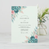 Teal Tranquil Spring Wedding Kaart (Staand voorkant)