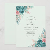 Teal Tranquil Spring Wedding Kaart (Voorkant / Achterkant)