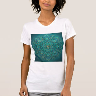 Teal Tranquiliteit Mandala – Boho Spirituele Kunst T-shirt
