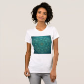 Teal Tranquiliteit Mandala – Boho Spirituele Kunst T-shirt (Voorkant volledig)