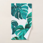 Teal Tropical Monstera Leaf Seamless Pattern Art Bad Handdoek (Handdoek)