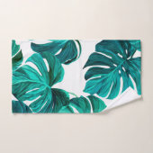 Teal Tropical Monstera Leaf Seamless Pattern Art Bad Handdoek (Handdoek)