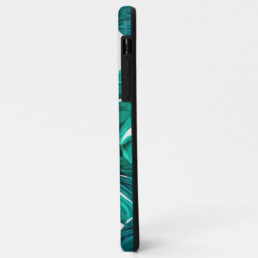 Teal Tropical Monstera Leaf Seamless Pattern Art Case-Mate iPhone Case (Achterkant/links)