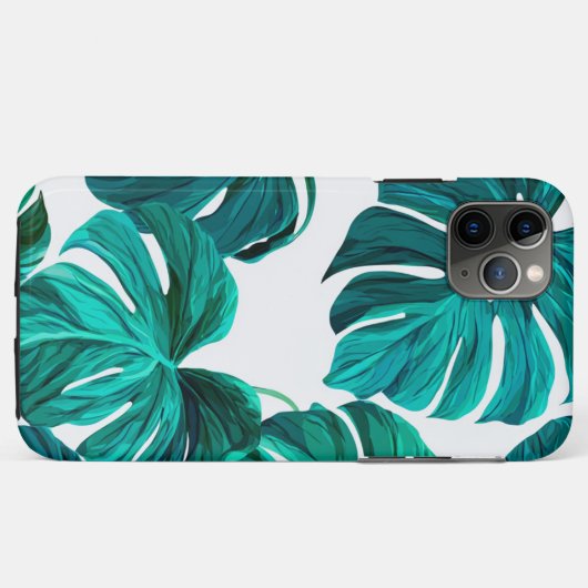 Teal Tropical Monstera Leaf Seamless Pattern Art Case-Mate iPhone Case (Achterkant (horizontaal))