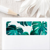 Teal Tropical Monstera Leaf Seamless Pattern Art Etiket (Insitu)