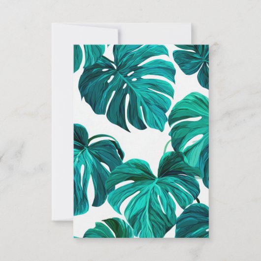 Teal Tropical Monstera Leaf Seamless Pattern Art RSVP Kaartje (Voorkant)