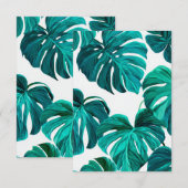 Teal Tropical Monstera Leaf Seamless Pattern Art RSVP Kaartje (Voorkant / Achterkant)
