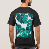 Teal Tropical Monstera Leaf Seamless Pattern Art T-shirt (Achterkant)