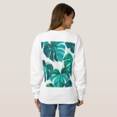 Teal Tropical Monstera Leaf Seamless Pattern Art Trui (Achterkant volledig)