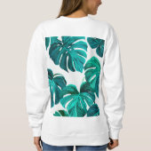 Teal Tropical Monstera Leaf Seamless Pattern Art Trui (Achterkant)